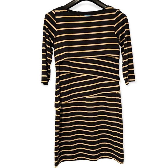 J. McLaughlin Nicola Tan/Black Layered Dress Size Large - Picture 1 of 6